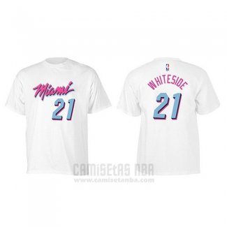 Camiseta Manga Corta Hassan Whiteside Miami Heat Blanco Ciudad