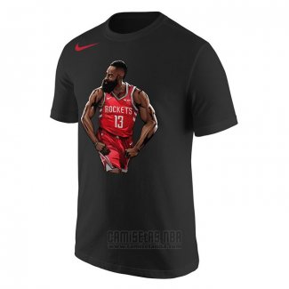 Camiseta Manga Corta James Harden Houston Rockets Negro 2019 Playoffs Bound Hero