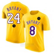Camiseta Manga Corta Kobe Bayant Los Angeles Lakers Amarillo Commemorativo