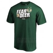 Camiseta Manga Corta Milwaukee Bucks Verde 2019 NBA Playoffs Fear The Deer