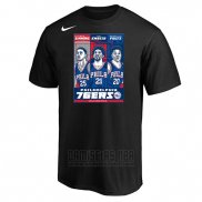 Camiseta Manga Corta Philadelphia 76ers Ben Simmons x Joel Embiid x Markelle Fultz Negro