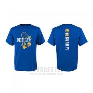 Camiseta Manga Corta Stephen Curry Golden State Warriors Azul 2018 NBA Finals2