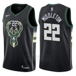 Camiseta Milwaukee Bucks Khris Middleton #22 Statement Harley 2017-18 Negro