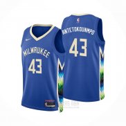 Camiseta Milwaukee Bucks Thanasis Antetokounmpo #43 Ciudad 2022-23 Azul