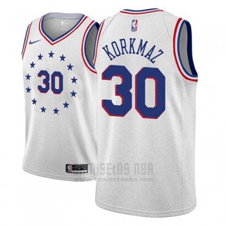 Camiseta Philadelphia 76ers Furkan Korkmaz #30 Earned 2018-19 Gris