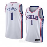 Camiseta Philadelphia 76ers Landry Shamet #1 Association 2018 Blanco