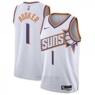 Camiseta Phoenix Suns Devin Booker #1 Association 2023-24 Blanco