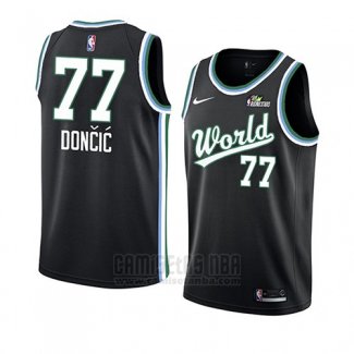 Camiseta 2019 Rising Star Luka Doncic #77 World Negro