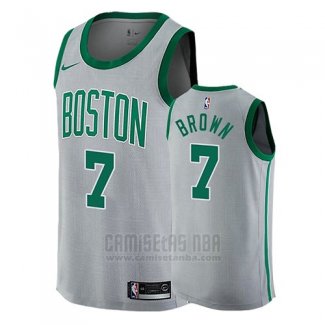 Camiseta Boston Celtics Brown #7 Ciudad 2017-18 Gris