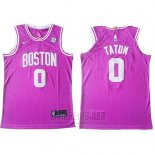Camiseta Boston Celtics Jayson Tatum #0 Autentico Rosa