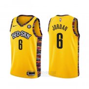 Camiseta Brooklyn Nets Deandre Jordan #6 Ciudad 2020-21 Amarillo