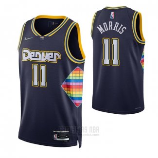 Camiseta Denver Nuggets Monte Morris #11 Ciudad 2021-22 Azul