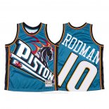 Camiseta Detroit Pistons Dennis Rodman #10 Mitchell & Ness Big Face Azul