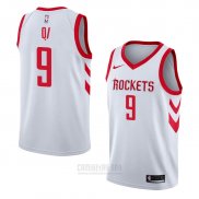 Camiseta Houston Rockets Zhou Qi #9 Association 2018 Blanco