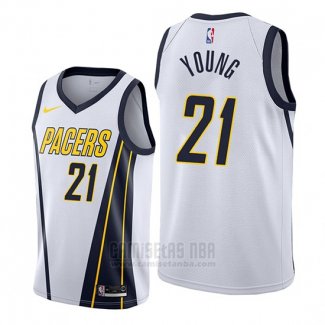 Camiseta Indiana Pacers Thaddeus Young #21 Earned Edition Blanco