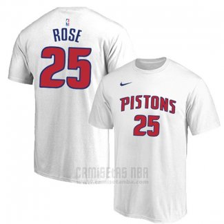 Camiseta Manga Corta Derrick Rose Detroit Pistons Blanco