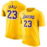 Camiseta Manga Corta Lebron James Los Angeles Lakers 2019 Amarillo