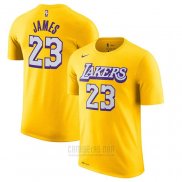 Camiseta Manga Corta Lebron James Los Angeles Lakers Amarillo 2019-20 Ciudad