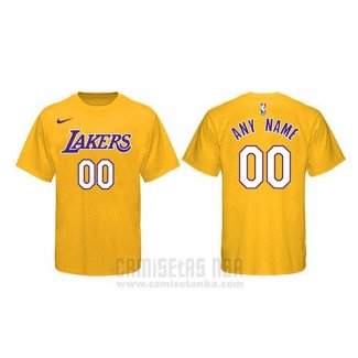 Camiseta Manga Corta Los Angeles Lakers Personalizada Amarillo2
