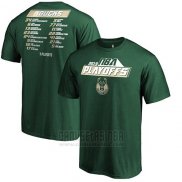 Camiseta Manga Corta Milwaukee Bucks Verde 2019 NBA Playoffs Tradition Roster