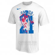 Camiseta Manga Corta Philadelphia 76ers Joel Embiid Blanco