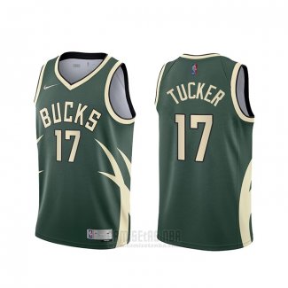 Camiseta Milwaukee Bucks P.J. Tucker #17 Earned 2020-21 Verde