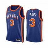 Camiseta New York Knicks Josh Hart #3 Ciudad 2023-24 Azul