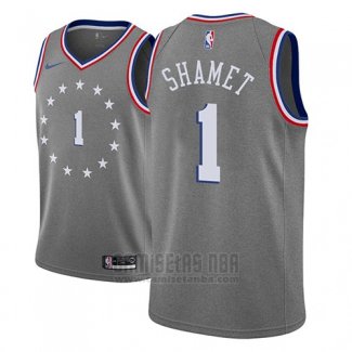 Camiseta Philadelphia 76ers Landry Shamet #1 Ciudad 2018-19 Gris