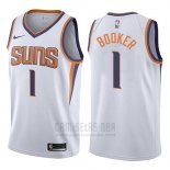 Camiseta Phoenix Suns Devin Booker #1 2017-18 Blanco