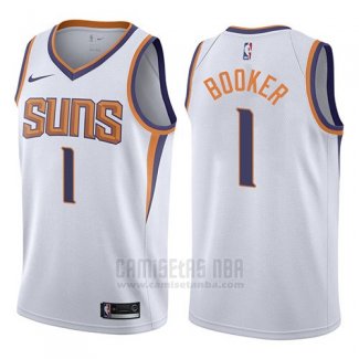 Camiseta Phoenix Suns Devin Booker #1 2017-18 Blanco