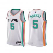 Camiseta San Antonio Spurs Dejounte Murray #5 Ciudad 2021-22 Blanco