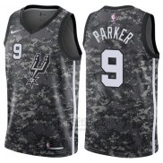 Camiseta San Antonio Spurs Parker #9 Ciudad 2017-18 Gris