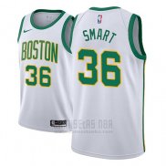 Camiseta Boston Celtics Marcus Smart #36 Ciudad 2018-19 Blanco