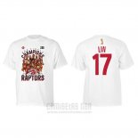 Camiseta Manga Corta Jeremy Lin Toronto Raptors 2019 NBA Finals Champions Caricature Roster Blanco