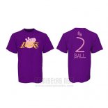 Camiseta Manga Corta Lonzo Ball Los Angeles Lakers Violeta Peppa Pig Cruzado