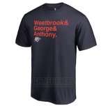 Camiseta Manga Corta Oklahoma City Thunder Azul Marino Russell Westbrook & Paul George & Carmelo Anthony