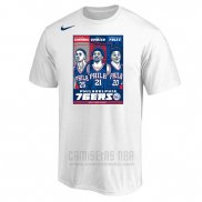 Camiseta Manga Corta Philadelphia 76ers Ben Simmons x Joel Embiid x Markelle Fultz Blanco