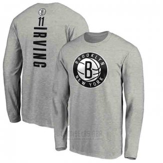 Camiseta Manga Larga Kyrie Irving Brooklyn Nets 2019-20 Gris