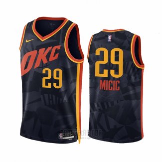 Camiseta Oklahoma City Thunder Vasilije Micic #29 Ciudad 2023-24 Negro