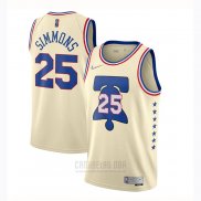 Camiseta Philadelphia 76ers Ben Simmons #25 Earned 2020-21 Crema