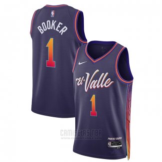 Camiseta Phoenix Suns Devin Booker #1 Ciudad 2023-24 Violeta