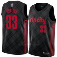 Camiseta Portland Trail Blazers Zach Collins #33 Ciudad 2018 Negro