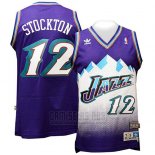 Camiseta Utah Jazz John Stockton #12 Retro Violeta