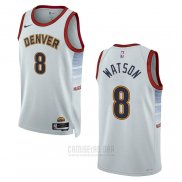 Camiseta Denver Nuggets Peyton Watson #8 Ciudad 2022-23 Blanco