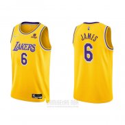 Camiseta Los Angeles Lakers LeBron James #6 75th Anniversary 2021-22 Amarillo