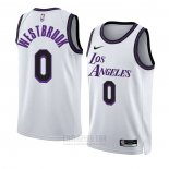 Camiseta Los Angeles Lakers Russell Westbrook #0 Ciudad 2022-23 Blanco