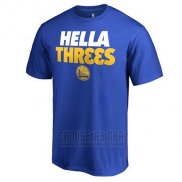 Camiseta Manga Corta Golden State Warriors Azul 2018 NBA Finals Champions Hella Threes