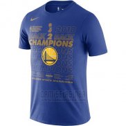 Camiseta Manga Corta Golden State Warriors Azul 2018 NBA Finals Champions Locker Room