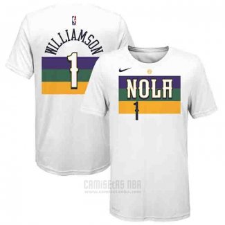 Camiseta Manga Corta Zion Williamson New Orleans Pelicans Blanco 2019-20 Ciudad