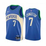 Camiseta Milwaukee Bucks Chris Livingston #7 Ciudad 2023-24 Azul